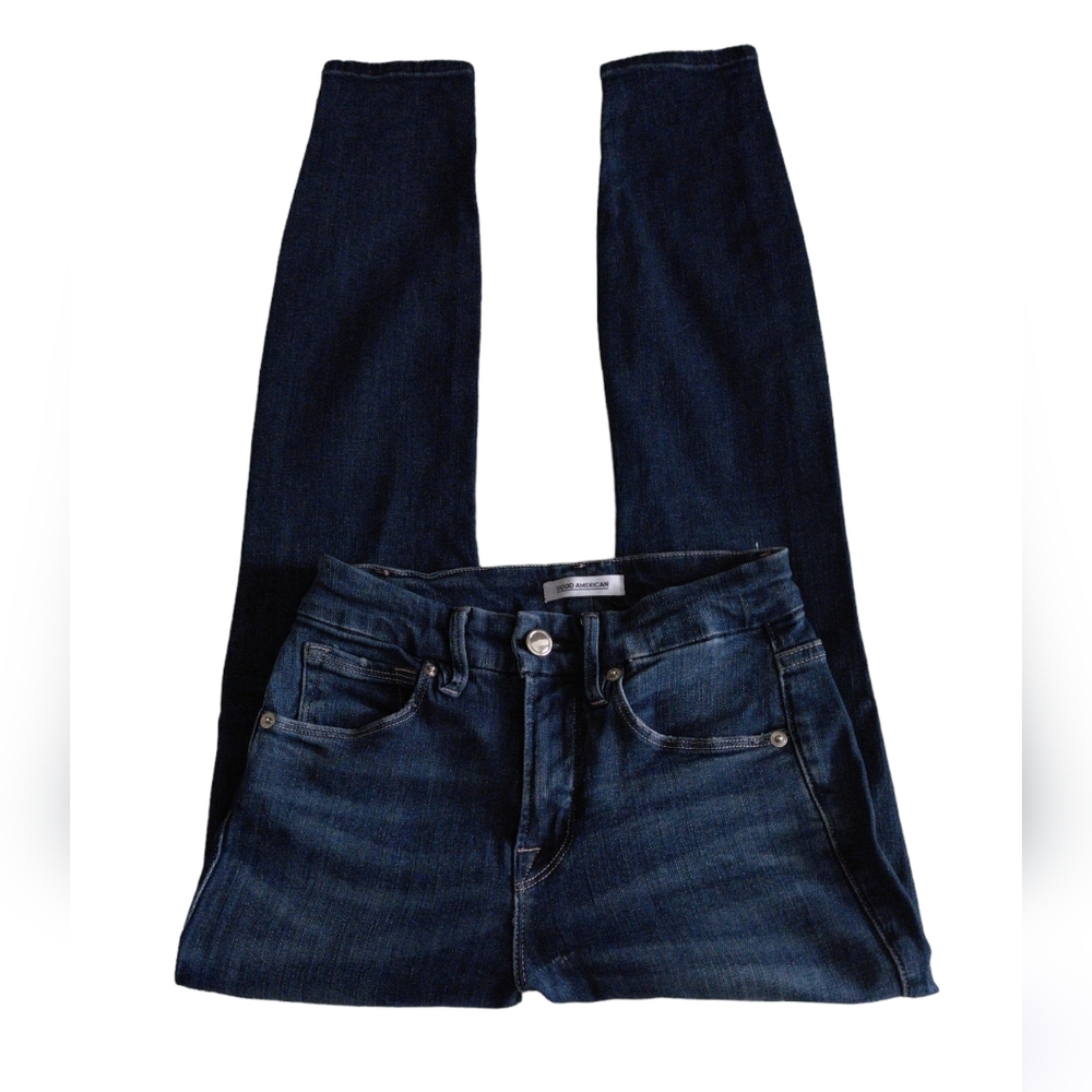 Good American Womens Size 0/25 Good Legs Crop Blue Jeans